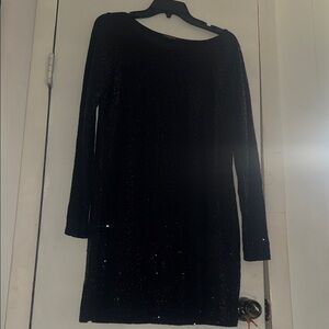 Express Black Long Sleeve Dress with Sequins